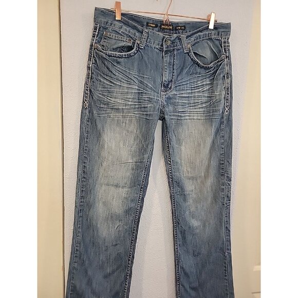 Helix Jeans Mens 36x35* Blue Straight Leg Medium Wash Denim Casual Pants Cotton - Picture 2 of 8